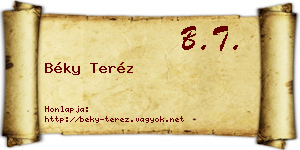 Béky Teréz névjegykártya