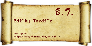 Béky Teréz névjegykártya